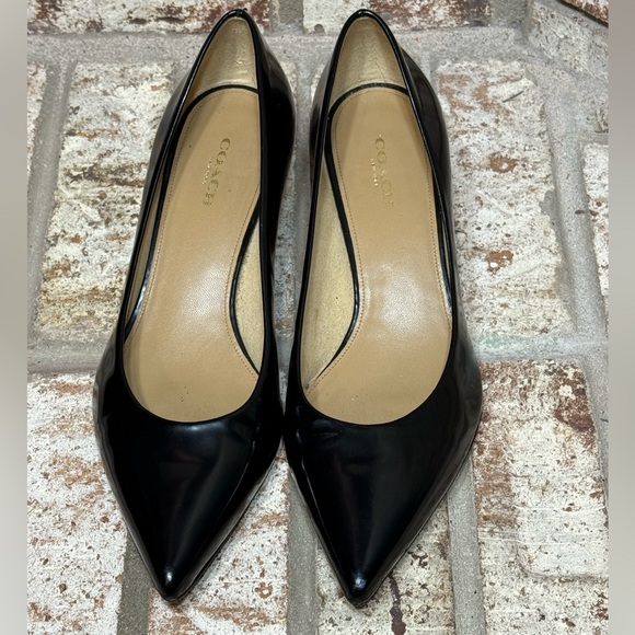 Coach Shoes - Coach Black Patent Leather Kitten Heels Pointed Toe Size 8 Worn Twice Like New